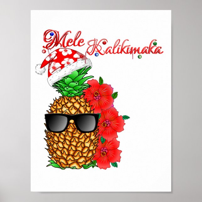Pôster Mele Kalikimaka Abacaxi de Natal (Frente)