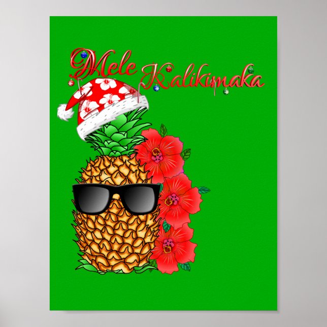 Pôster Mele Kalikimaka Abacaxi de Natal (Frente)