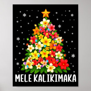 Poster Mele Kalikimaka Árvore de Natal Havaiano Floral Pj