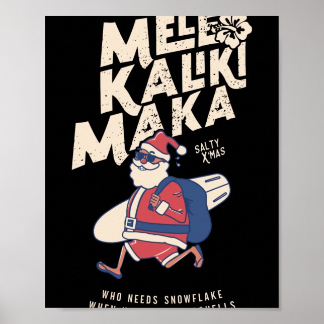 Poster Mele Kalikimaka Funny Santa Hawaiian Christmas T S (Frente)