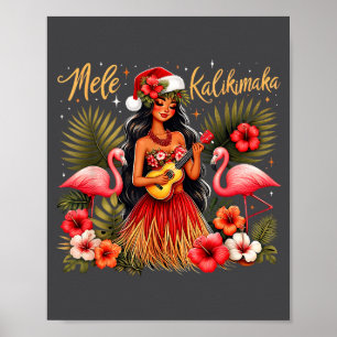 Poster Mele Kalikimaka Havaiano Natal Hula Menina Troca