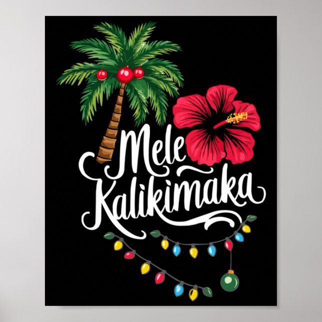 Poster Mele Kalikimaka Hawaii Santa Hawaiian Merry Christ (Frente)