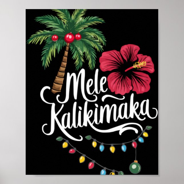 Poster Mele Kalikimaka Hawaii Santa Hawaiian Merry Christ (Frente)