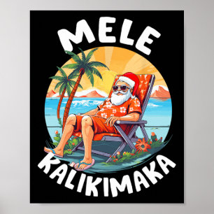 Poster Mele Kalikimaka Natal havaiano no sol havaiano