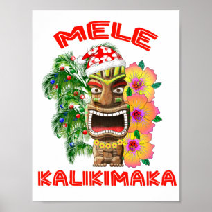 Poster Mele Kalikimaka Papai Noel Tiki