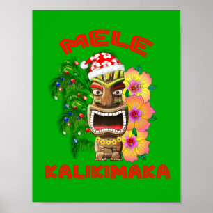 Pôster Mele Kalikimaka Papai Noel Tiki