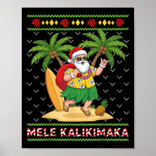 Poster Mele Kalikimaka Papais noeis Retro Shaka Hawaii Ug