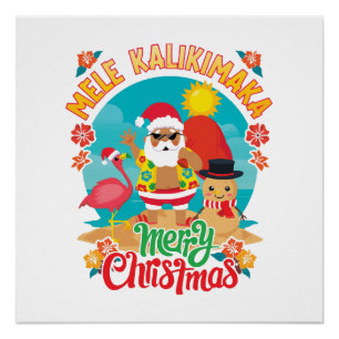 Pôster Mele Kalikimaka para um Natal havaiano brilhante
