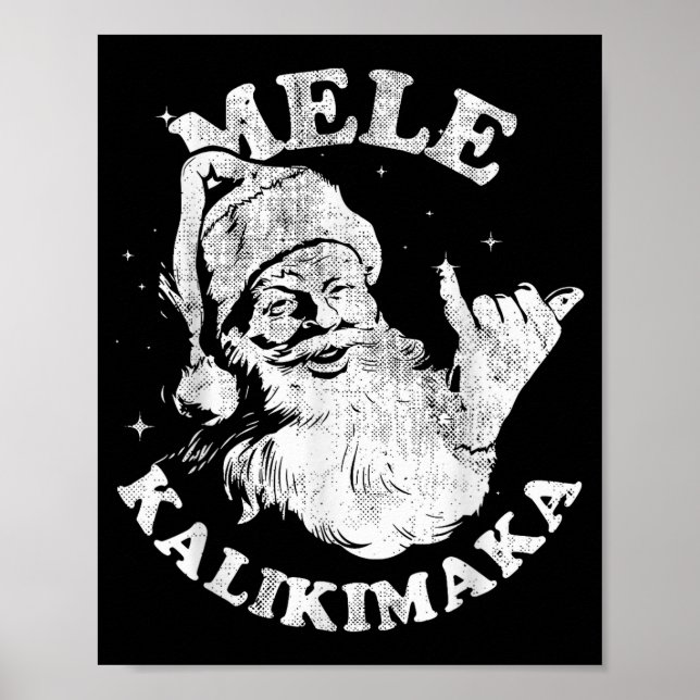Poster Mele Kalikimaka Retro Hawaii Santa Aloha Christmas (Frente)