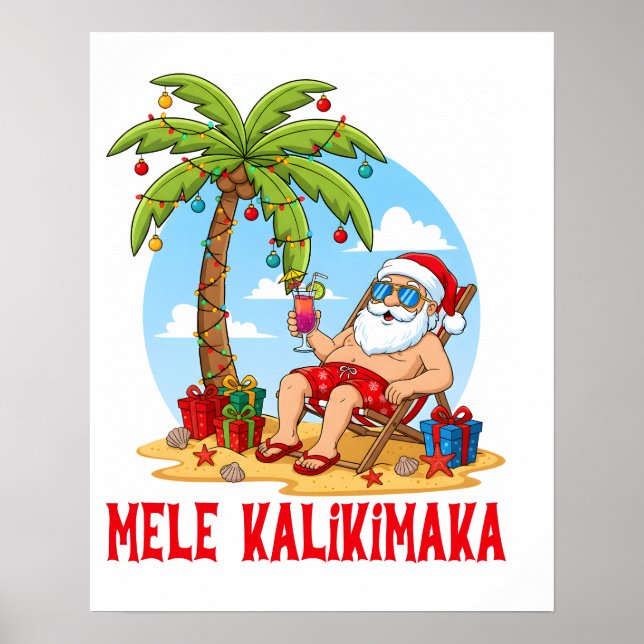 Poster Mele Kalikimaka Santa Christmas (Frente)