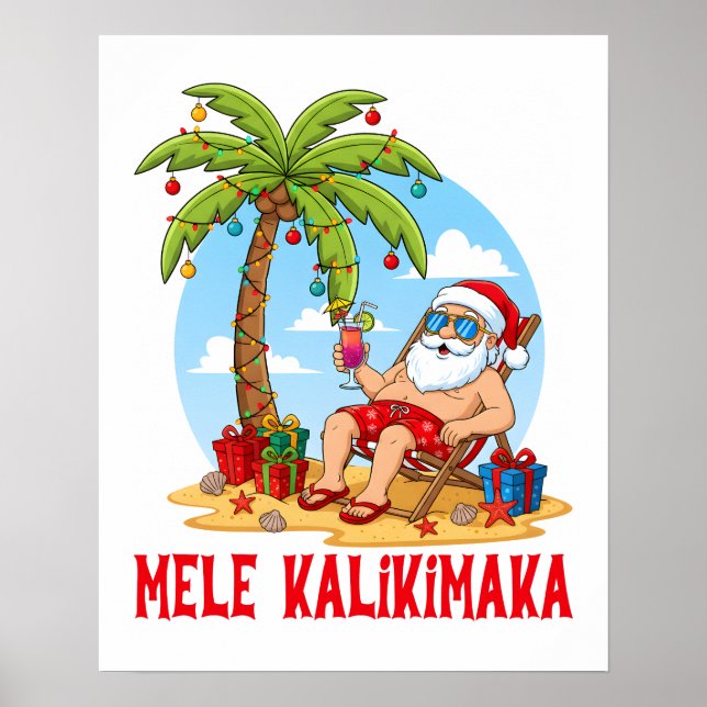 Poster Mele Kalikimaka Santa Christmas (Frente)