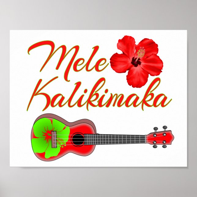 Pôster Mele Kalikimaka Ukulele (Frente)
