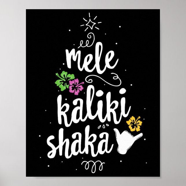 Poster Mele Kalki Shaka Hawaii Árvore de Natal Kalikimaka (Frente)