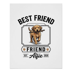 Pôster Melhor Amigo Alfie Design Vintage Amante de Cães_1