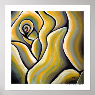 Pôster Melhor Arte Moderna Abstrata de Rosa Amarela Flor