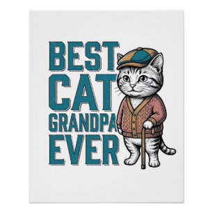 Pôster Melhor Avô de Gato de Todos os Tempos Camisa Vinta