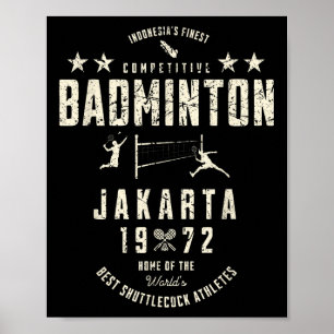 Poster Melhor Badminton Competitivo Vintage da Indonésia