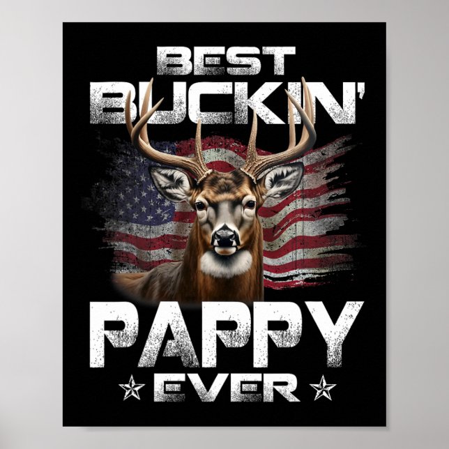 Poster Melhor Buckin' Pappy Ever A Bandeira Dos Eua Caça  (Frente)