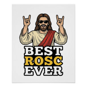Pôster Melhor Camiseta Religiosa de Mão de Rock Vintage R