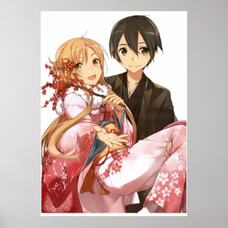 Poster Melhor casal Kirito e Asuna para Arte em Espadas O
