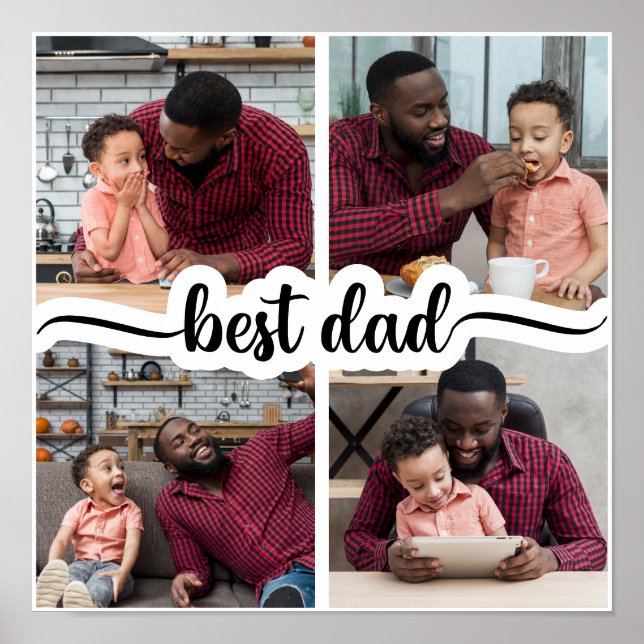 Poster Melhor Colagem de Fotos Personalizada do Pai 4 (Frente)