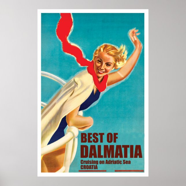 Poster Melhor da Dalmácia, Croácia, Menina em Iate Cruise (Frente)