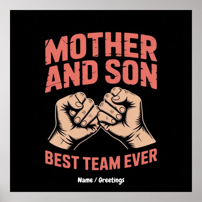 Poster Melhor Equipe de Mãe e Filho De Dia de as mães Fel (Frente)
