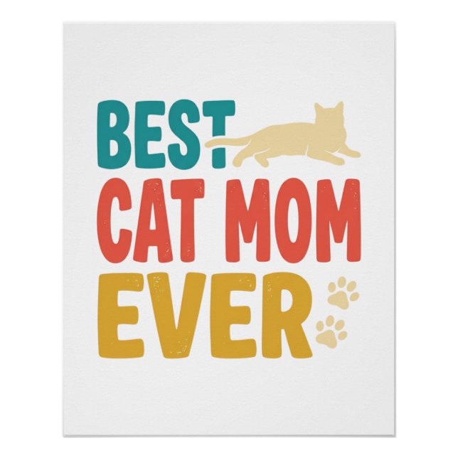 Pôster Melhor Mãe de Gato de Todos os Tempos Design de Ga (Frente)