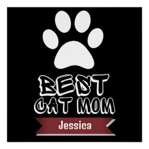 Pôster melhor mãe de gato, mãe de mamãe personaliza o nom