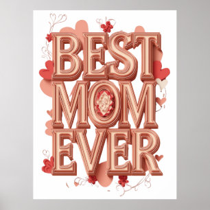 Poster Melhor Mãe de Todos Desenho 3D Dourado Presente