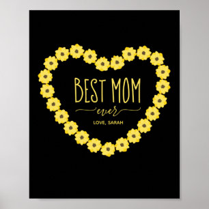 Poster Melhor Mãe do Mundo Girassol Nome Personalizado 