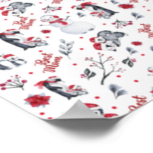 Poster Melhor Padrão de Natal da Mãe Pinguim