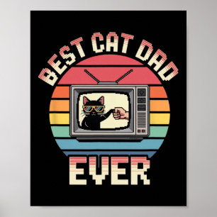 Poster Melhor Pai de Gato de Todos os Tempos Retro Vintag