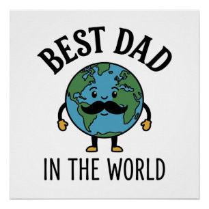 Pôster Melhor Pai do Mundo Earth Bigode Camisa Design_