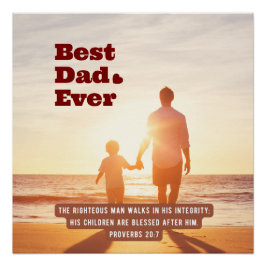 Pôster Melhor Pai Nunca Provérbio 20:7 Bíblia Cristã Vers