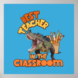 Poster Melhor Professor de Dinossauro Engraçado na Sala d