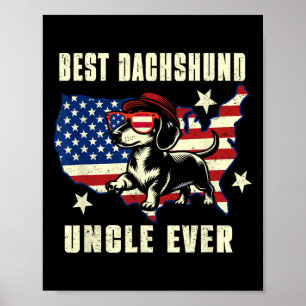 Poster Melhor Tio Dachshund Americano Bandeira Americana