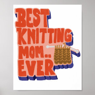 Poster Melhor tricô Mãe Alguma Vez Retro Tipografia Vinta