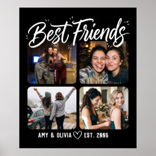 Poster Melhores Amigos Colagem de Quatro Fotos