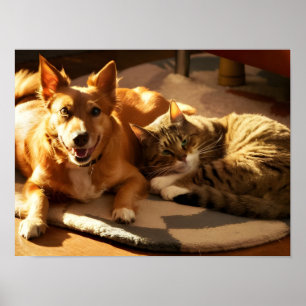 Poster Melhores Amigos de Animais: Cachorro Laranja e Gat