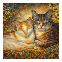Melhores Amigos Gatos inspirados em Klimt