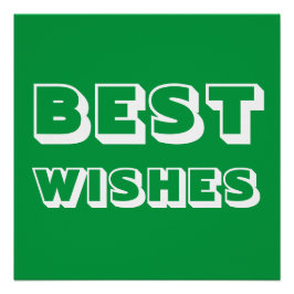 Pôster Melhores Desejos, Boa Sorte, Verde Branco