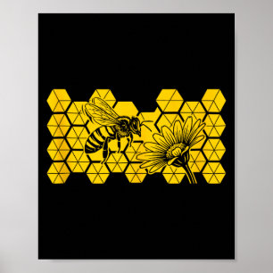 Poster Melífera flor silvestre salva abelha botânica natu
