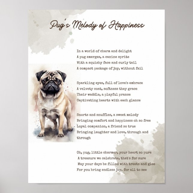 Poster Melodia de Felicidade do Pug (Frente)