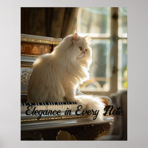 Poster Melodia Majestosa: Gato Persa no Piano