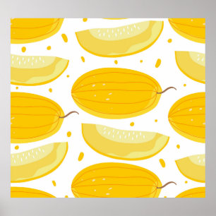 Poster Melon Doodle Vintage Design