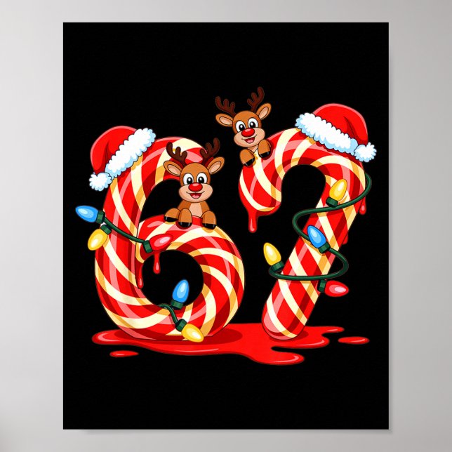 Poster Melting Candy Cane 67 Christmas Design Santa Hat H (Frente)
