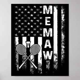 Poster Memaw de Badminton Bandeira Americana Vintage Nata