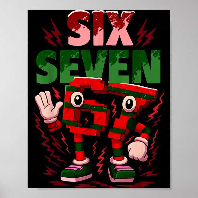 Poster Meme 6 7 Six Seven Italian Brainrot Christmas Red  (Frente)