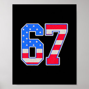 Poster Meme Bandeira Americana 67 Seis Sete